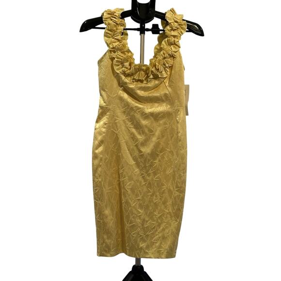 NWT Maggy London Lemon Ruffled Strap Dress Women's size 2 - Picture 1 of 4